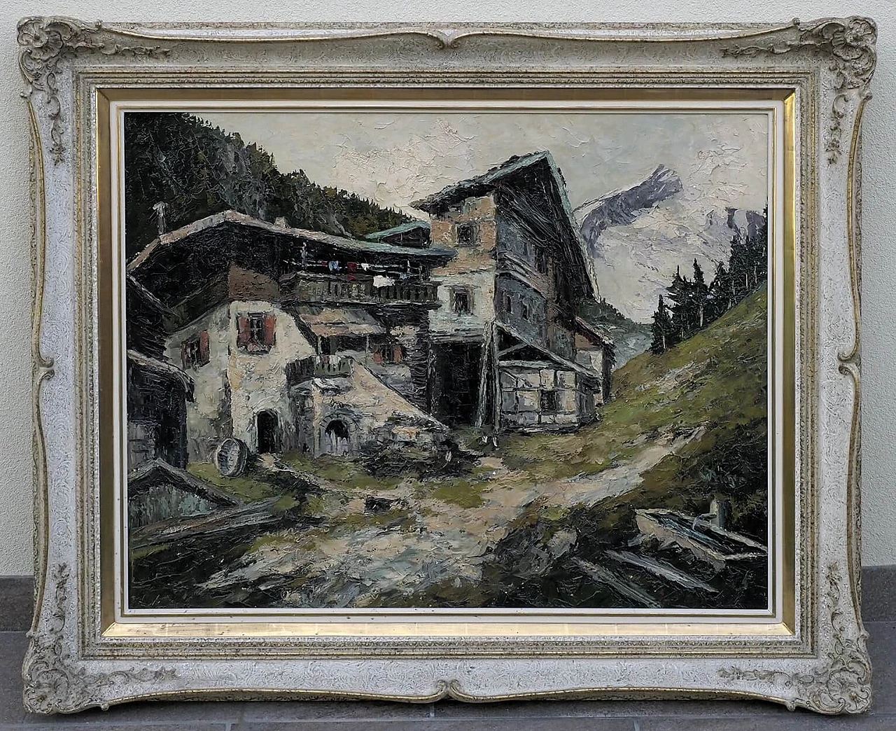 Willy Jager, alpine landscape with farmhouse, oil painting on canvas 1