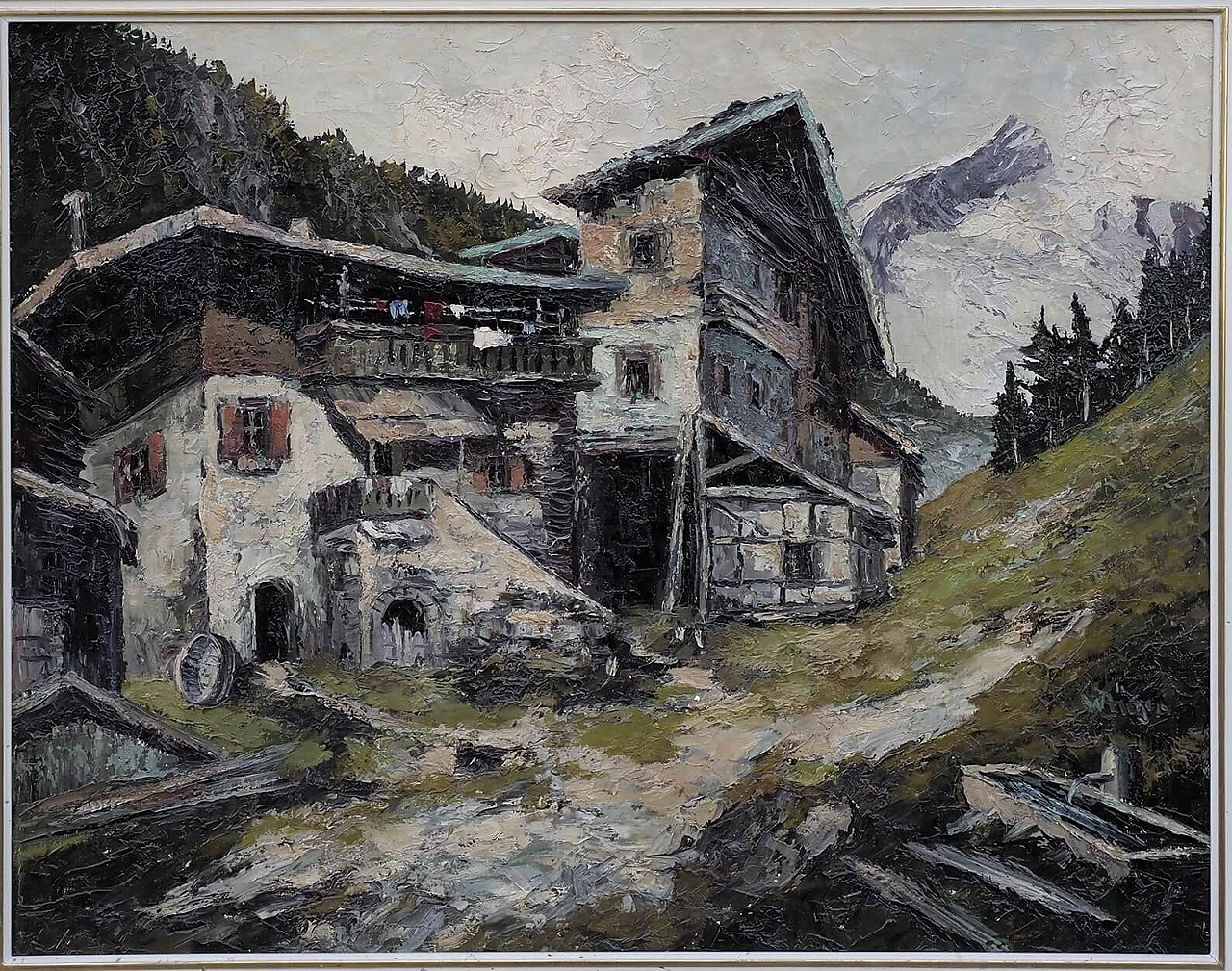 Willy Jager, alpine landscape with farmhouse, oil painting on canvas 2