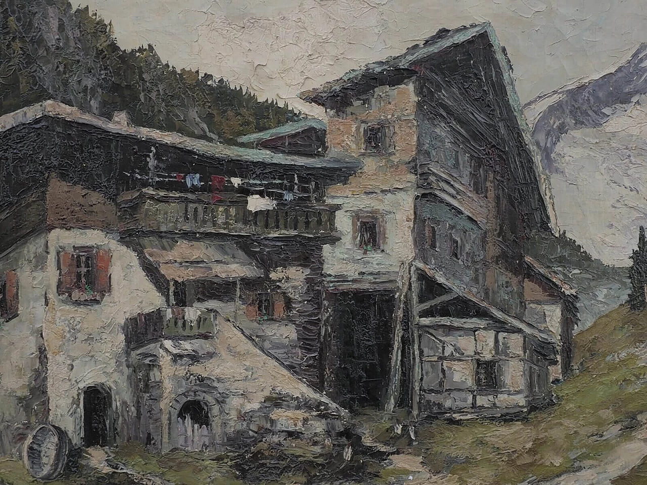 Willy Jager, alpine landscape with farmhouse, oil painting on canvas 3