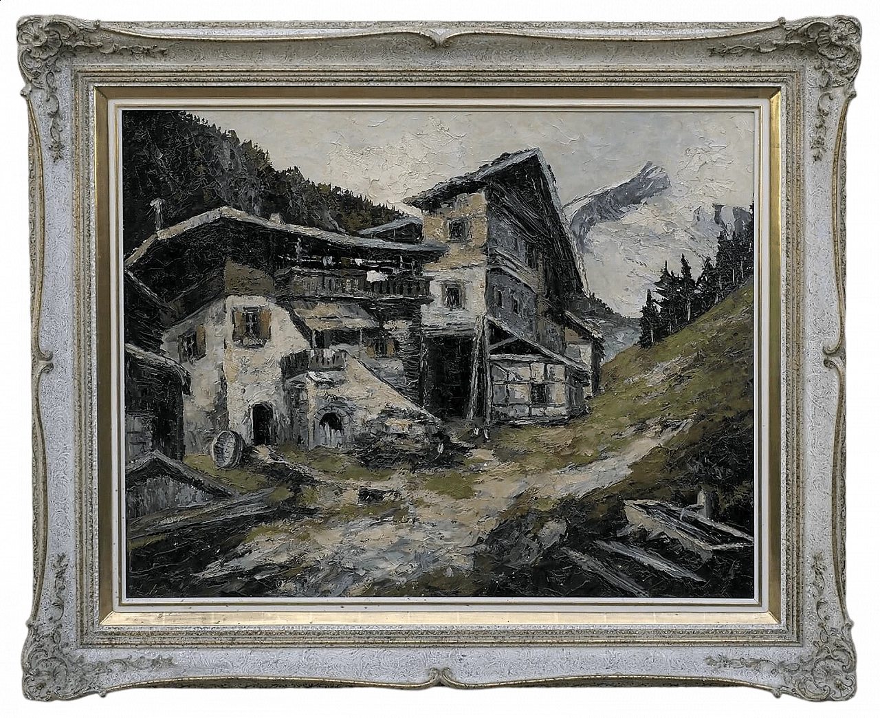 Willy Jager, alpine landscape with farmhouse, oil painting on canvas 11