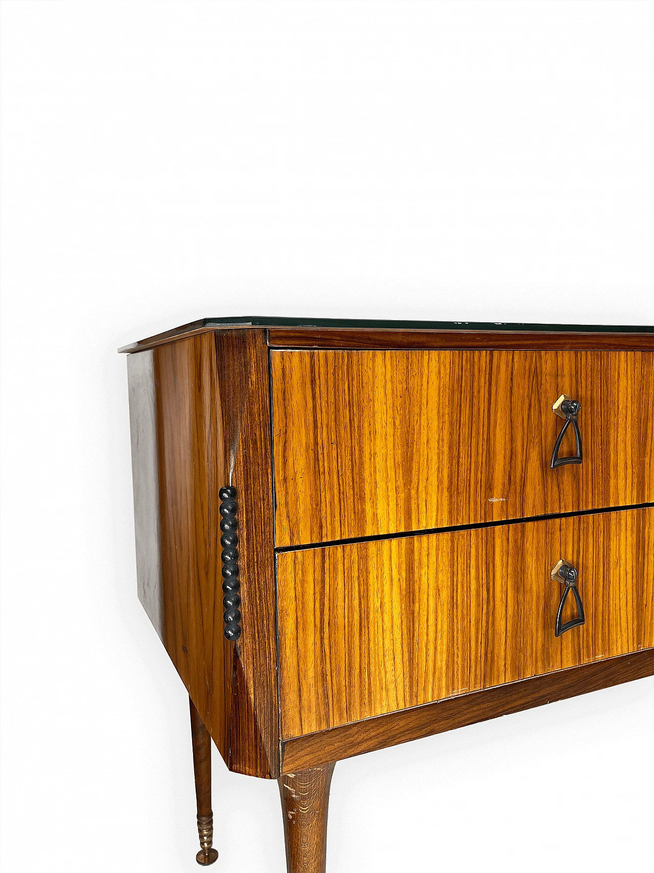 Cassettiera in teak e ottone, anni '50 5