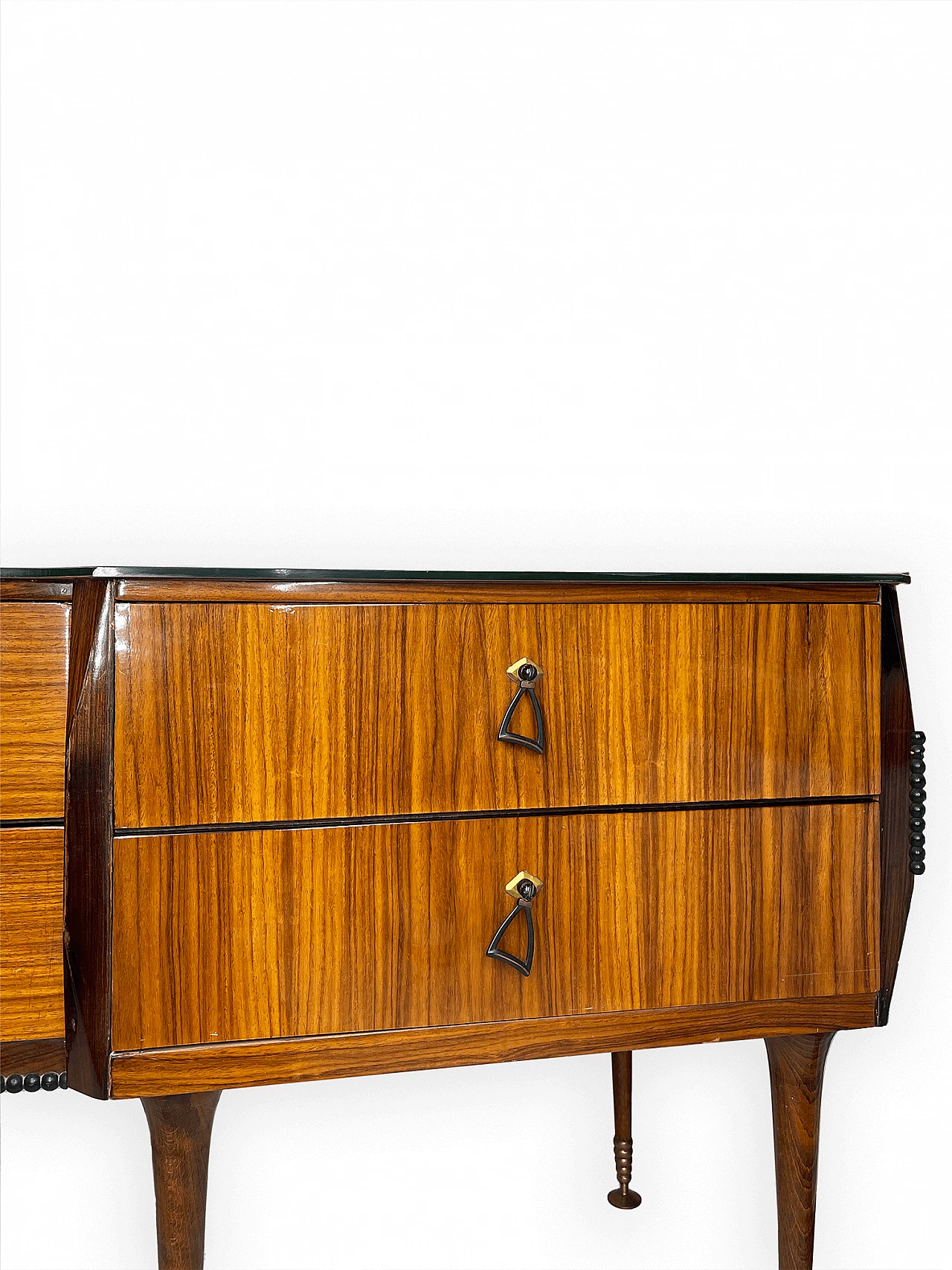 Cassettiera in teak e ottone, anni '50 9