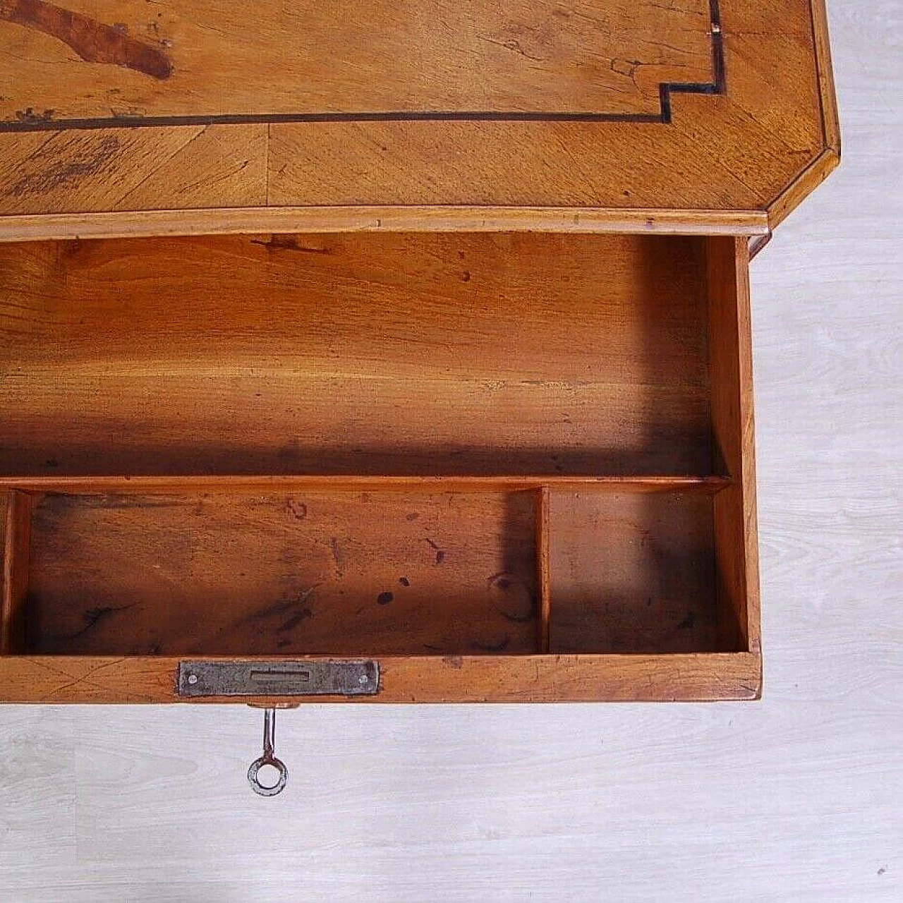 Walnut and walnut-root work side table with inlays, late 19th century 7