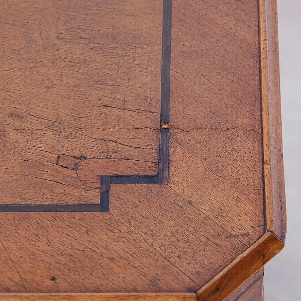 Walnut and walnut-root work side table with inlays, late 19th century 10