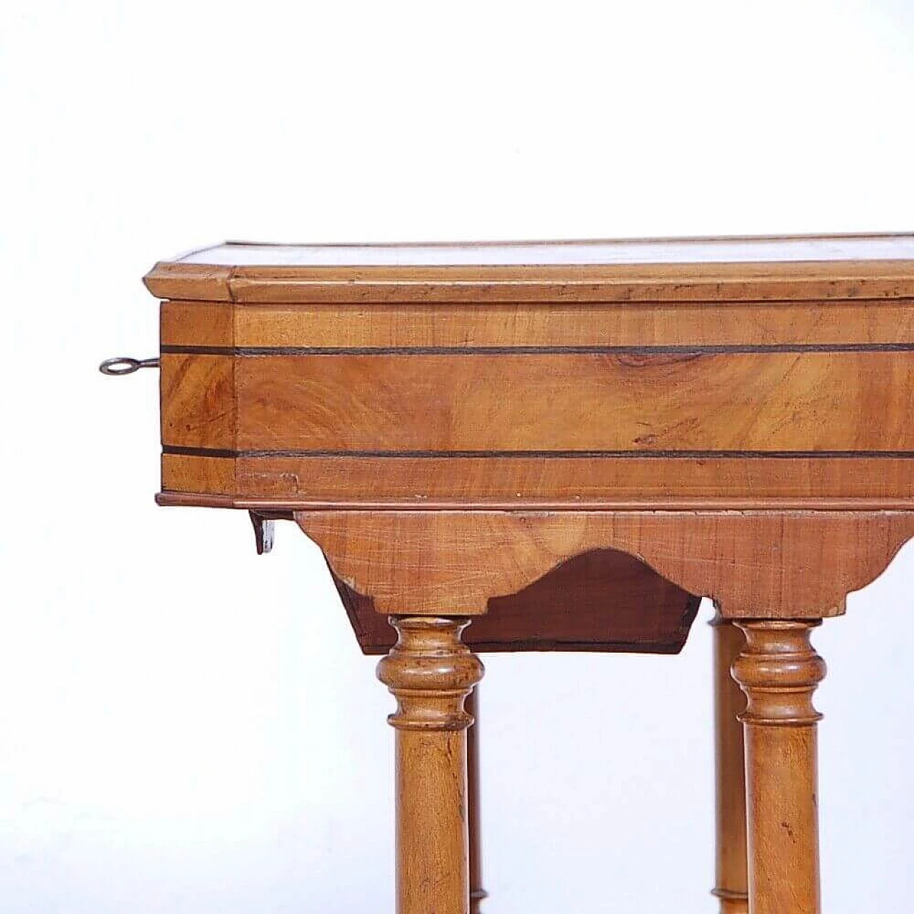 Walnut and walnut-root work side table with inlays, late 19th century 11