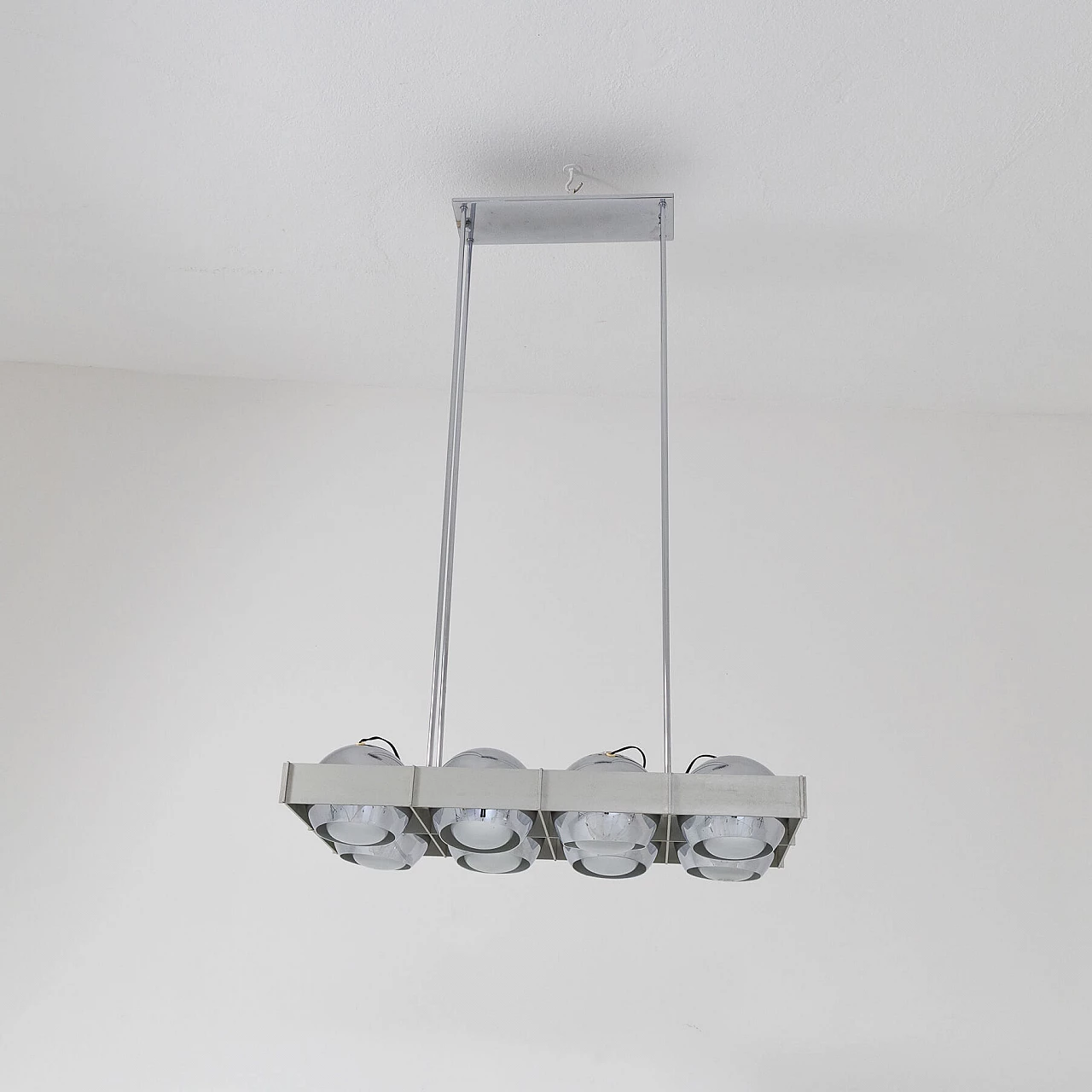 Space Age eight-light chromed metal chandelier, 1970s 2