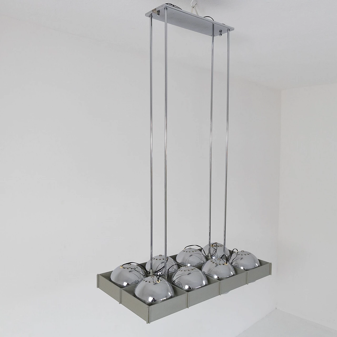 Space Age eight-light chromed metal chandelier, 1970s 4