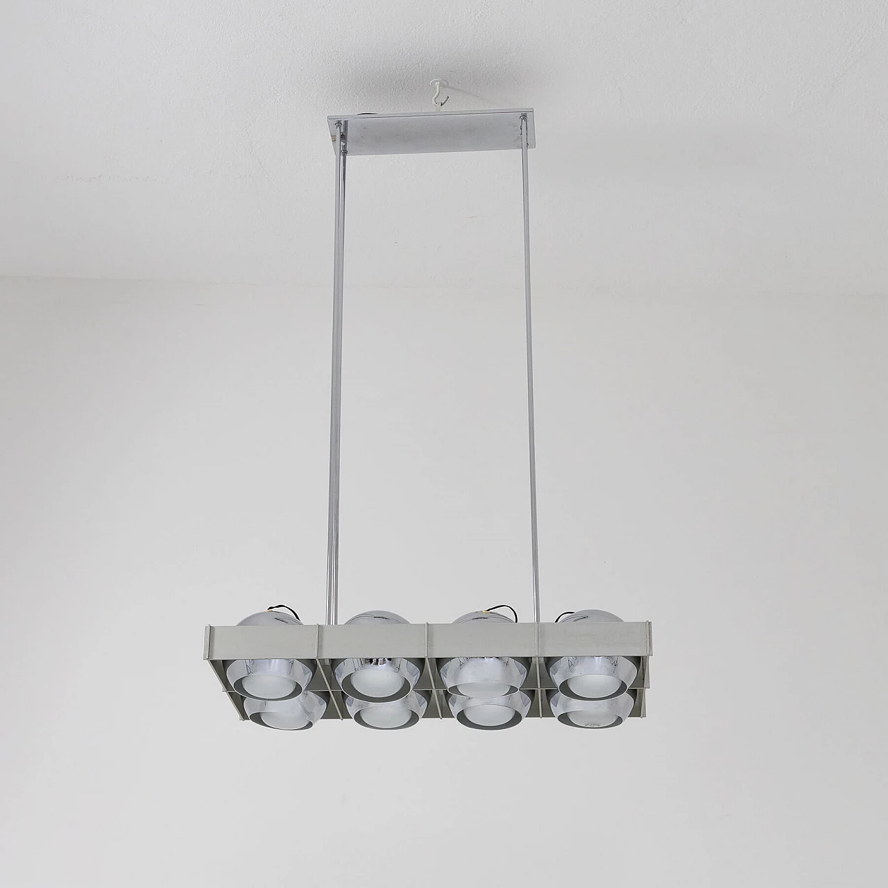 Space Age eight-light chromed metal chandelier, 1970s 10