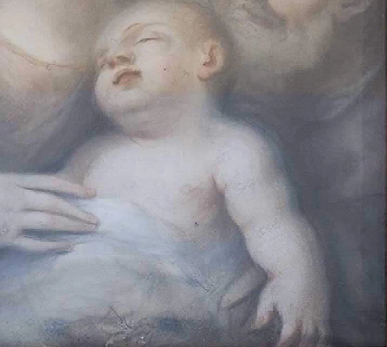 Venetian school, Madonna and Child, tempera on paper, 18th century 3