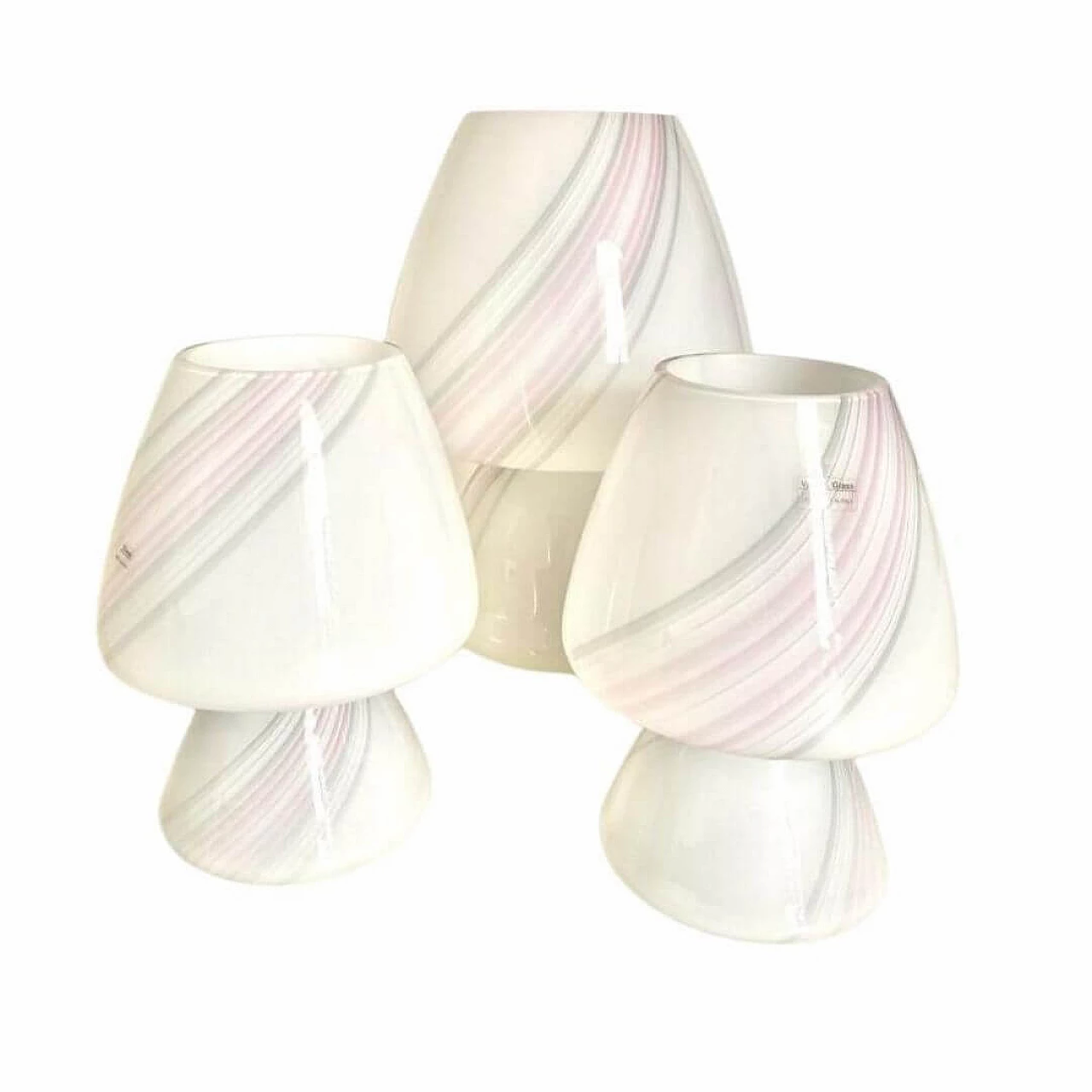 3 Mushroom table lamps in Murano glass, 1970s 1