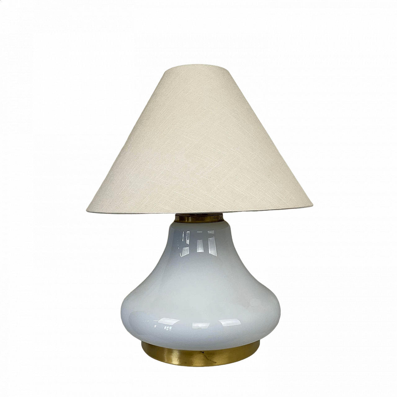 Shiny opaline glass and brass table lamp, 1970s 15