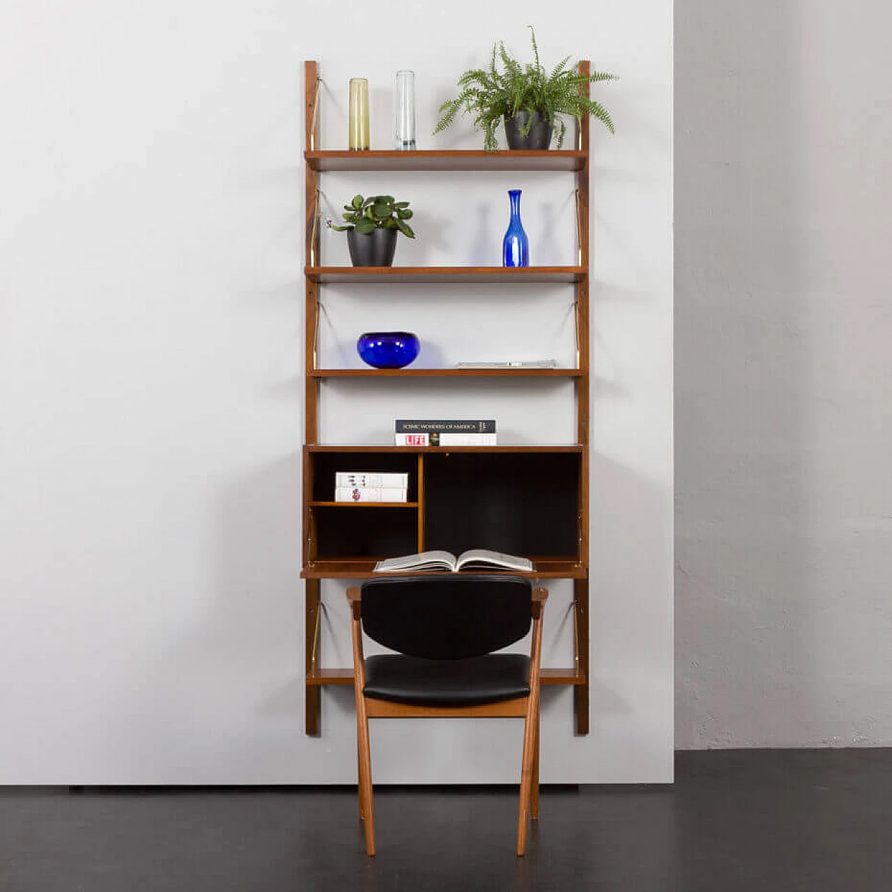 Danish one-bay bookcase with desk in the style of Poul Cadovius, 1960s 1