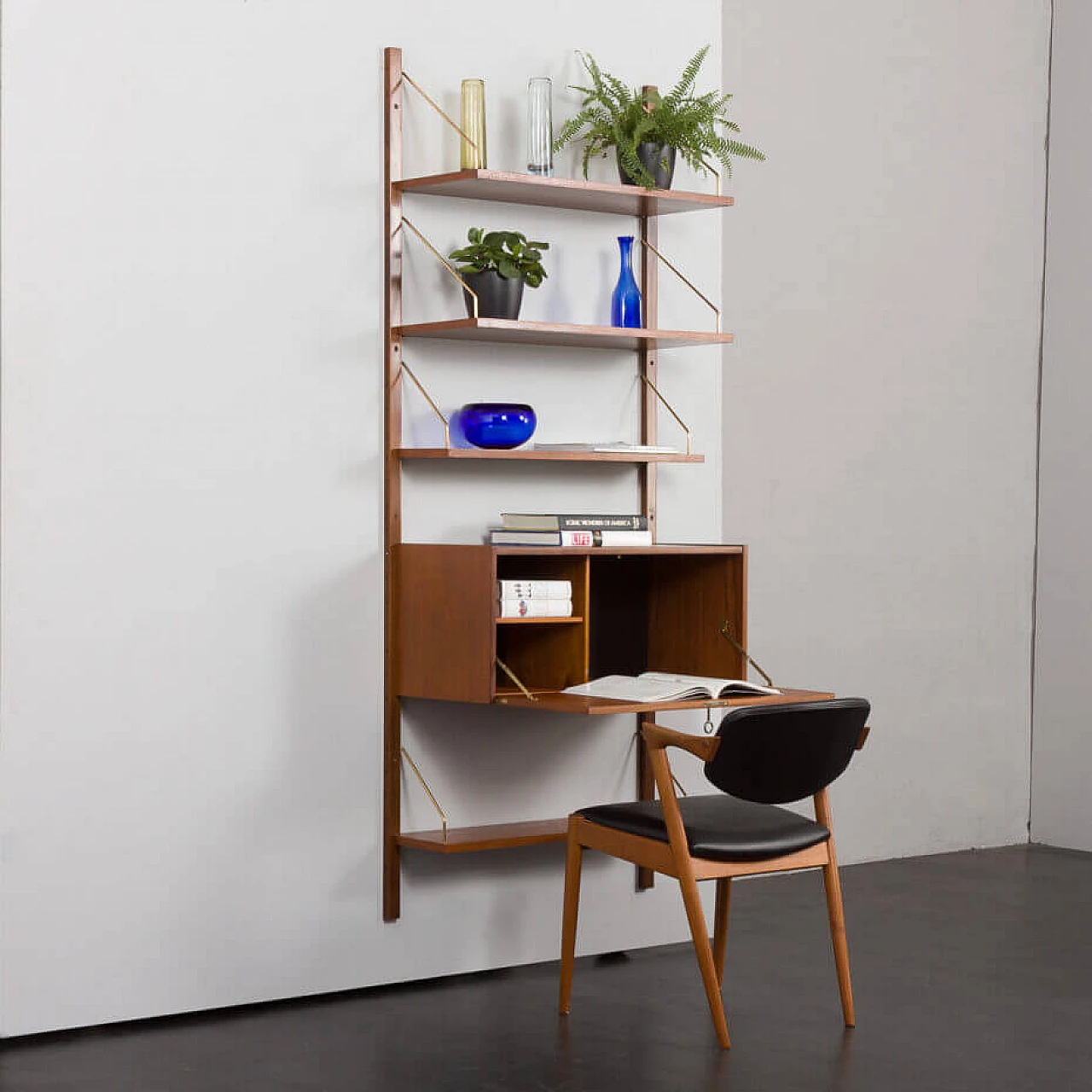 Danish one-bay bookcase with desk in the style of Poul Cadovius, 1960s 2