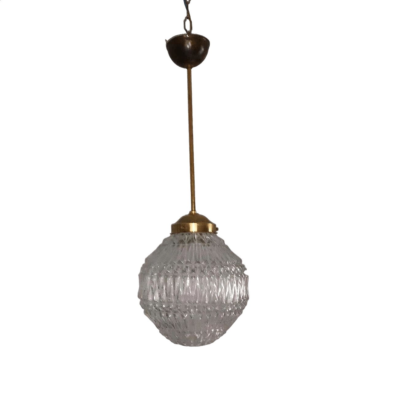 Lampadario in vetro di Murano e ottone, anni '40 9