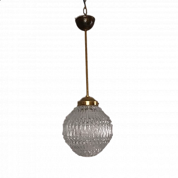 Lampadario in vetro di Murano e ottone, anni '40