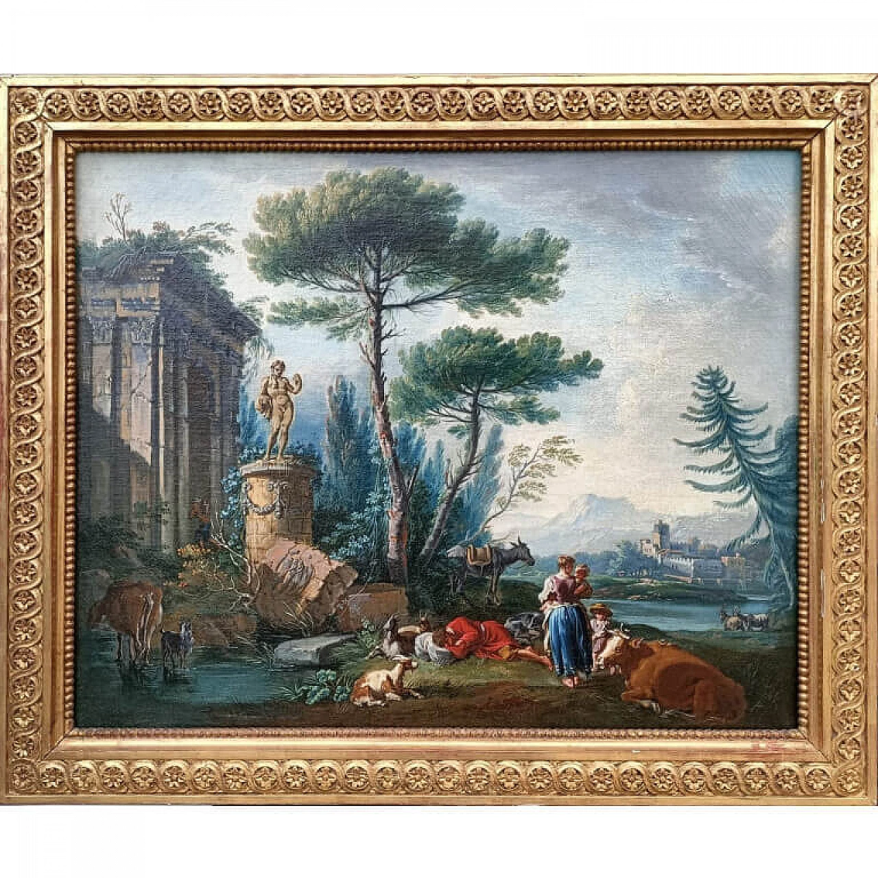 Rural landscape with figures by Jean-Baptiste Pillement, '700 10