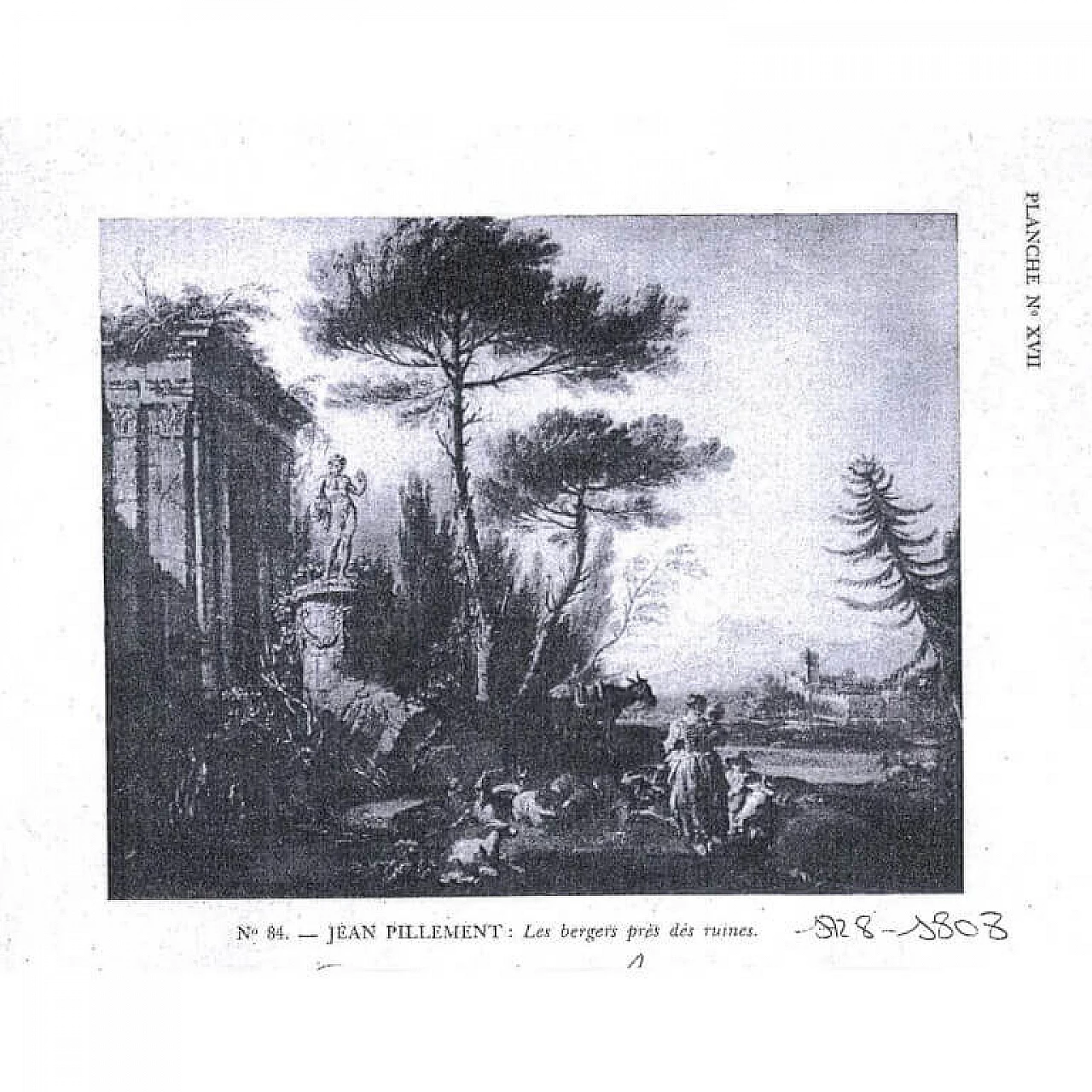 Rural landscape with figures by Jean-Baptiste Pillement, '700 12