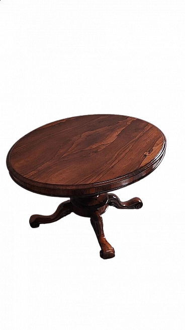 Rosewood a vela table with casters, mid-19th century