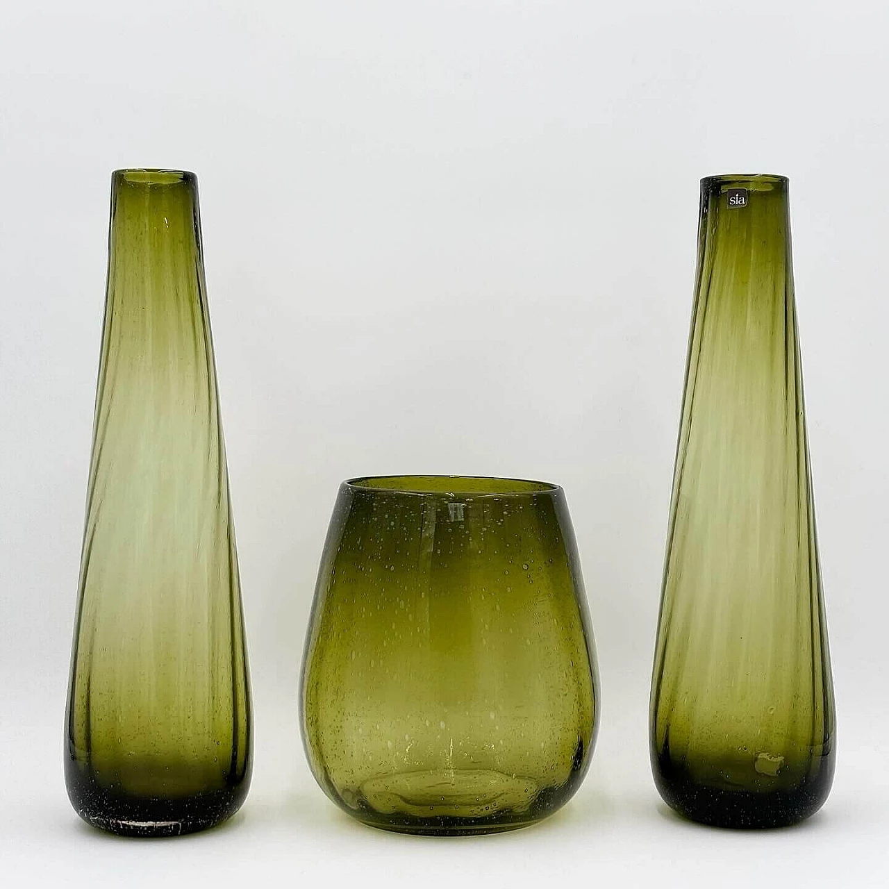 3 glass vases by Sia, 1980s 4