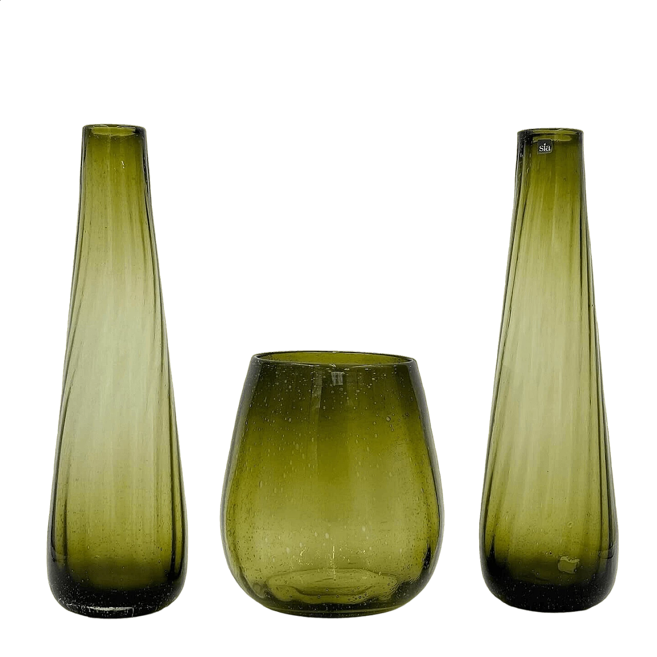 3 glass vases by Sia, 1980s 5