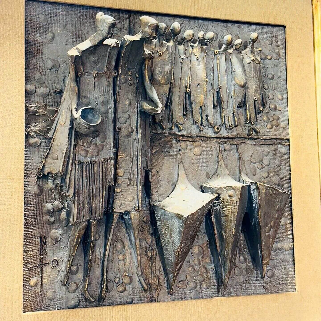 Clay bas-relief by Francesco Zoli, 1950s 1