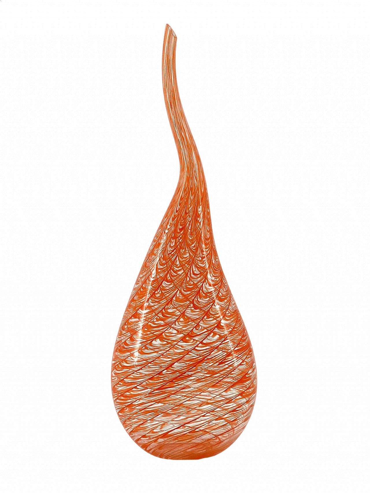 Orange Murano glass vase by Valter Rossi 7