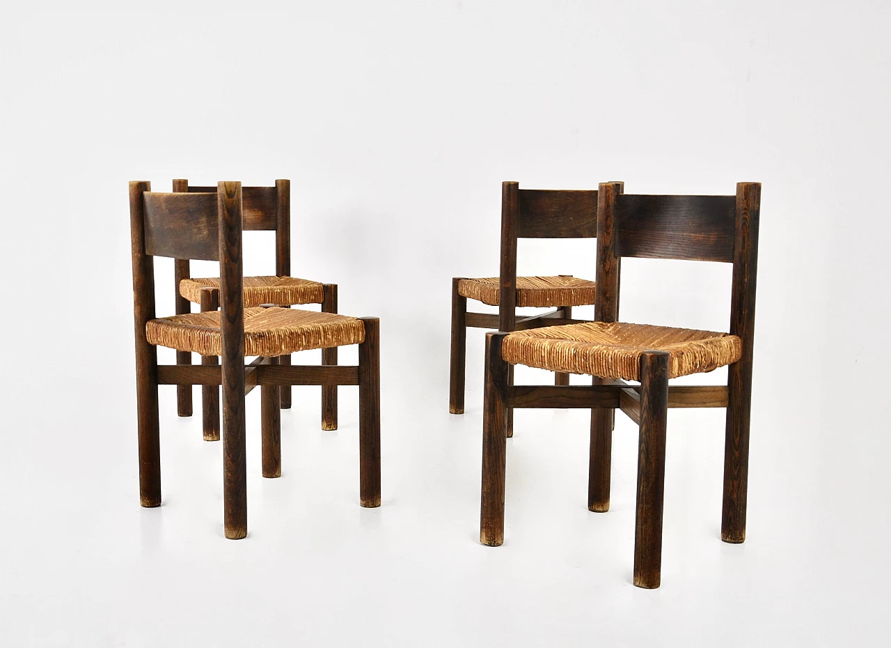 4 Meribel chairs by Charlotte Perriand for Steph Simon, 1950s 7