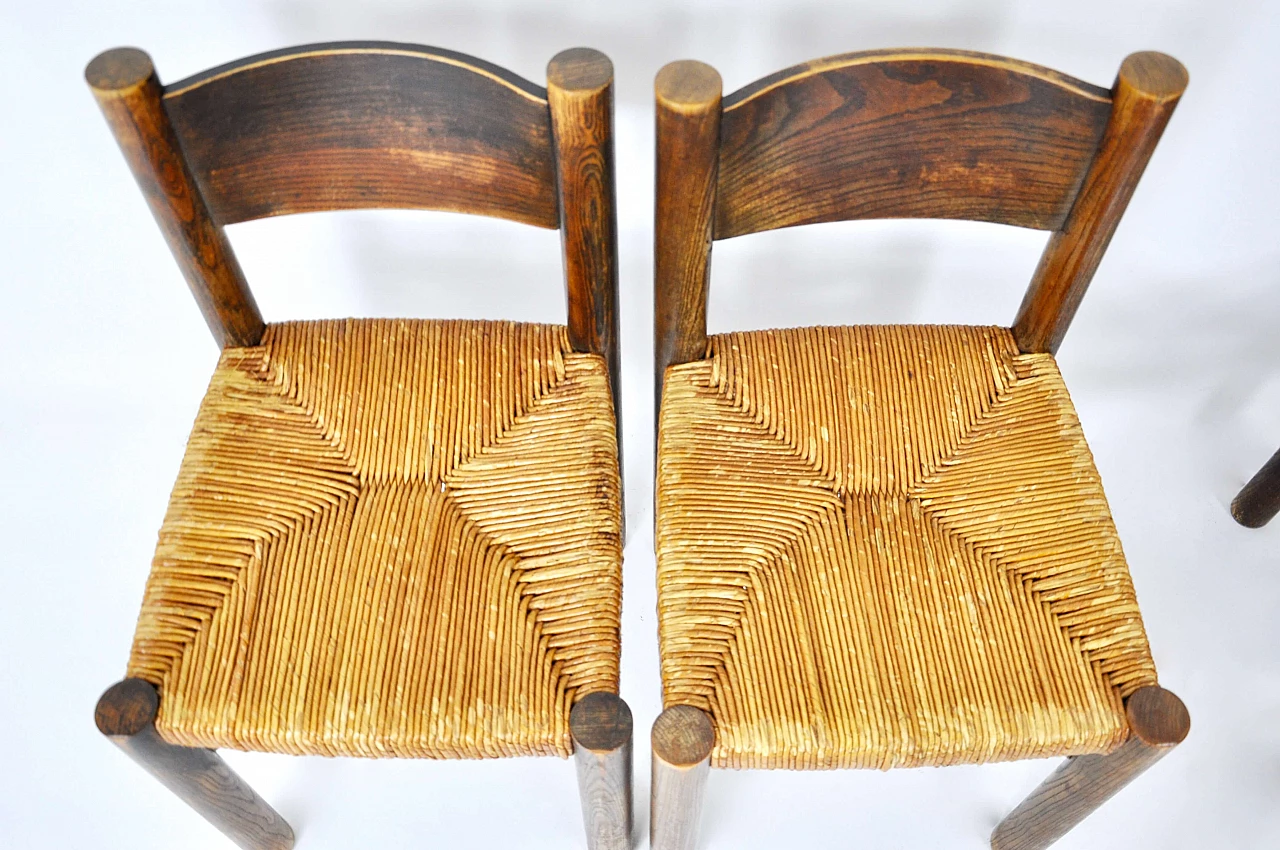 4 Meribel chairs by Charlotte Perriand for Steph Simon, 1950s 10