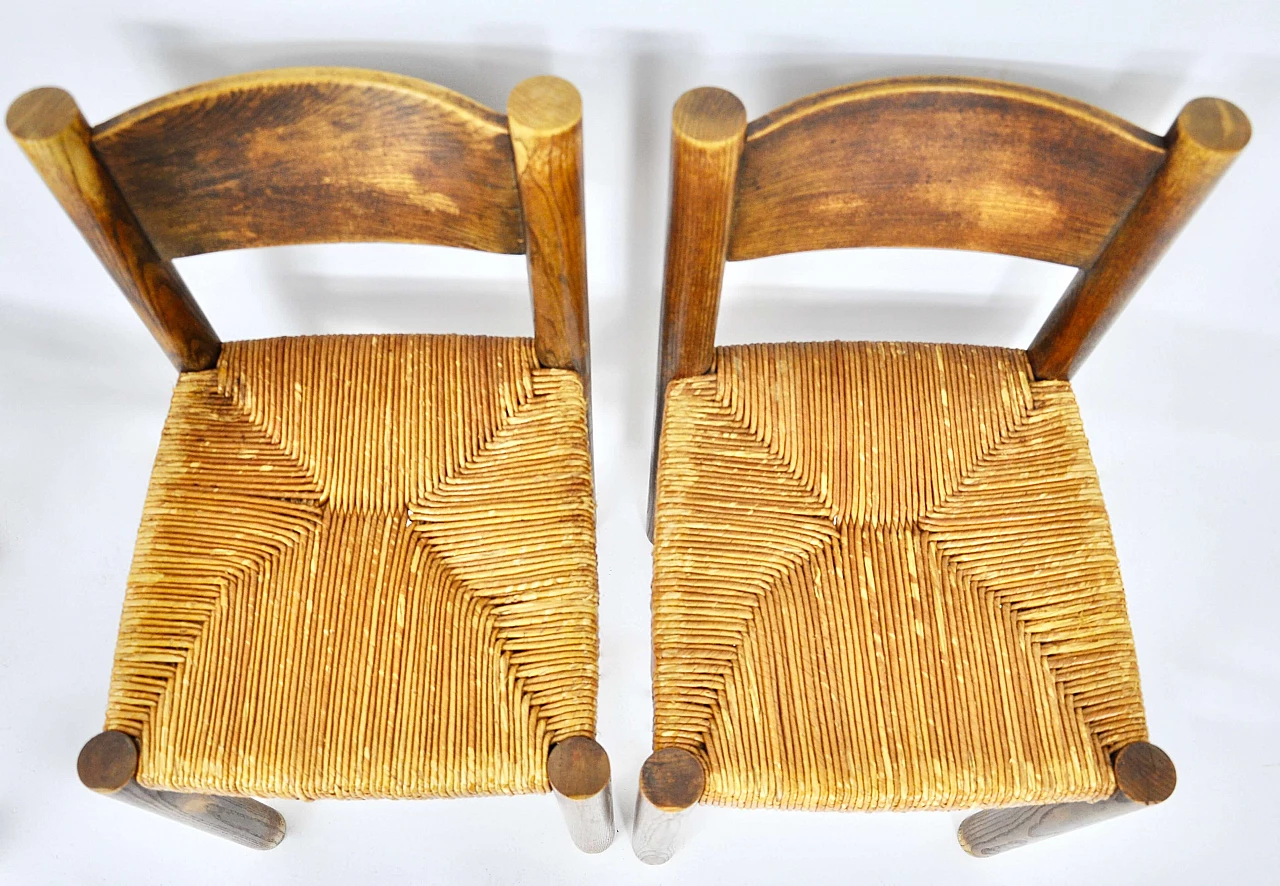 4 Meribel chairs by Charlotte Perriand for Steph Simon, 1950s 11