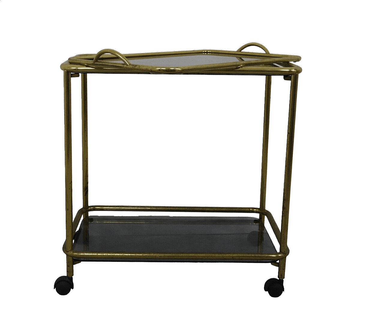 Brass and smoked glass cart, 1980s 4