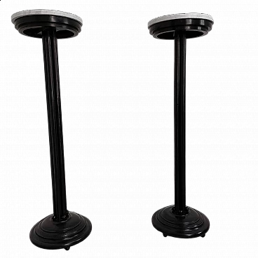 Pair of Art Deco ebonized wood and marble columns, 1930s