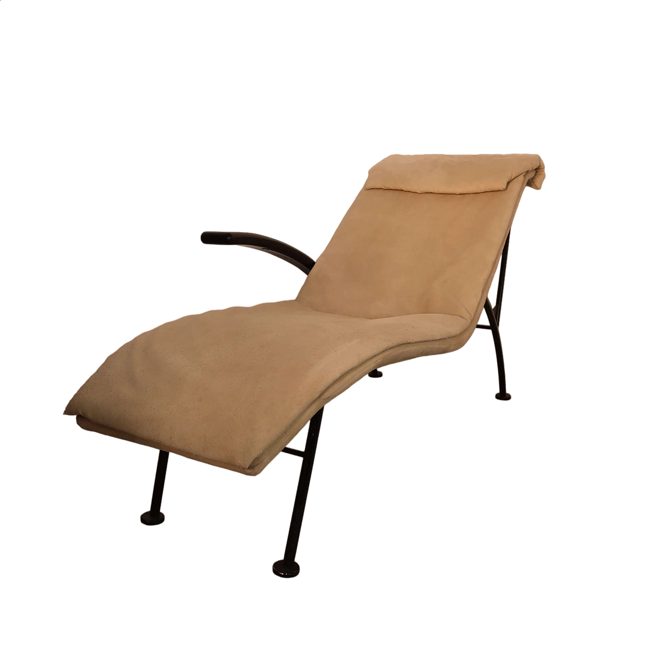 Chaise longue in alcantara e metallo, anni '80 4