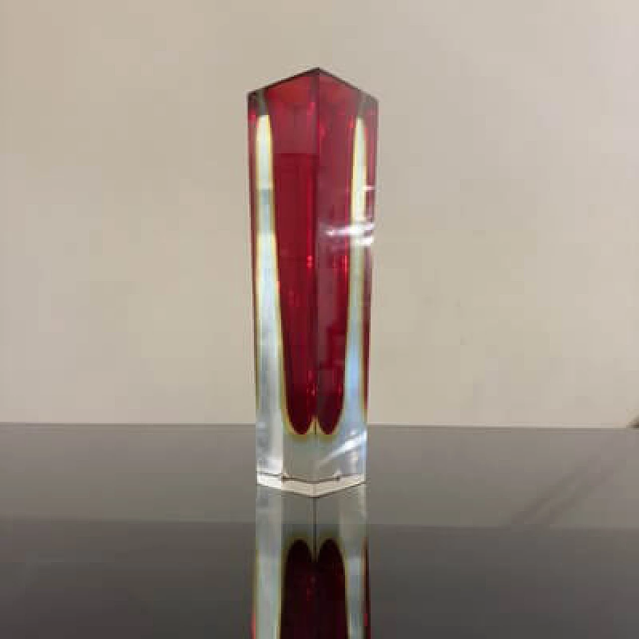 Red, yellow and blue submerged glass vase, 1970s 1