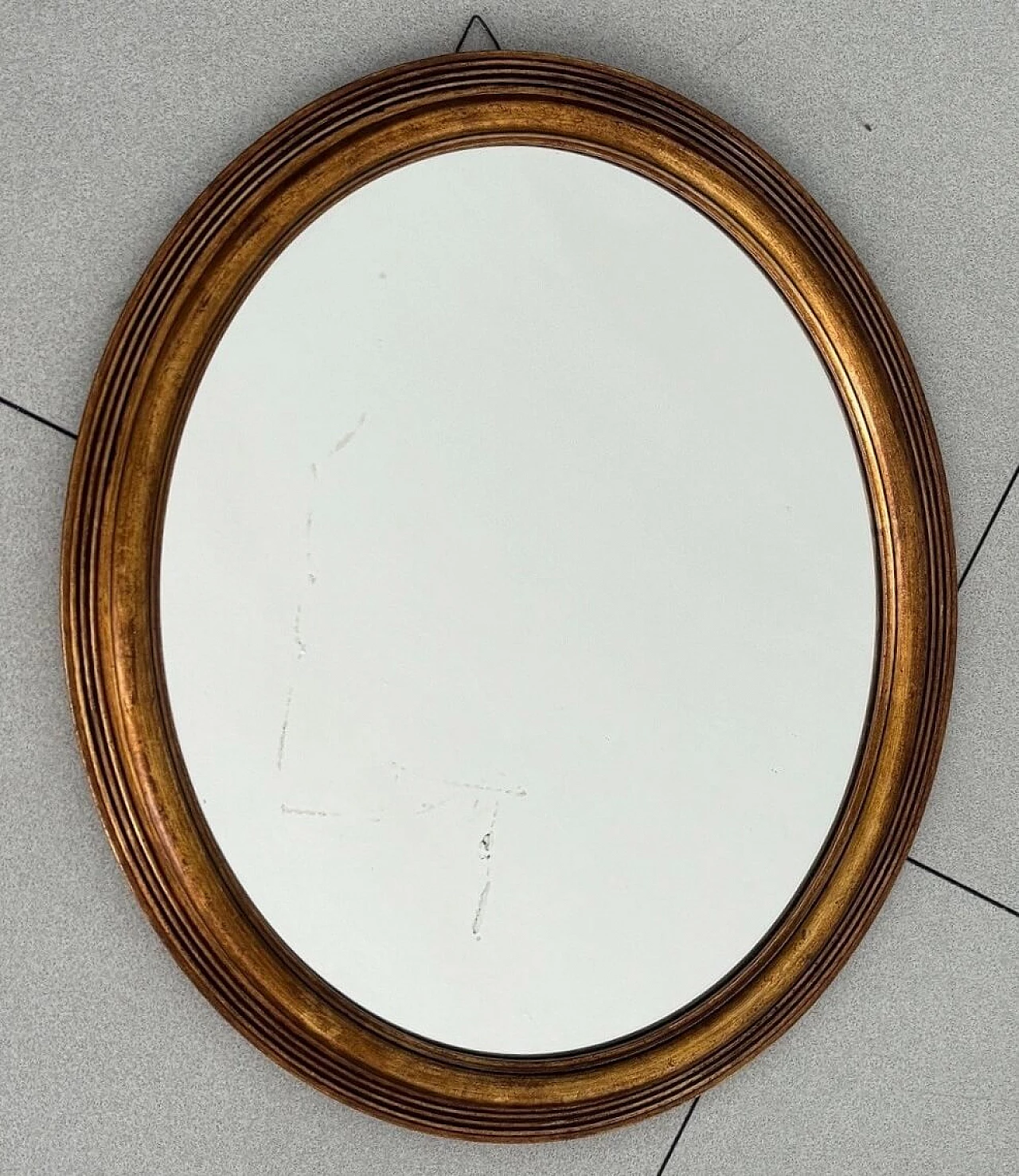 Oval mirror with carved wooden frame, 1960s 1