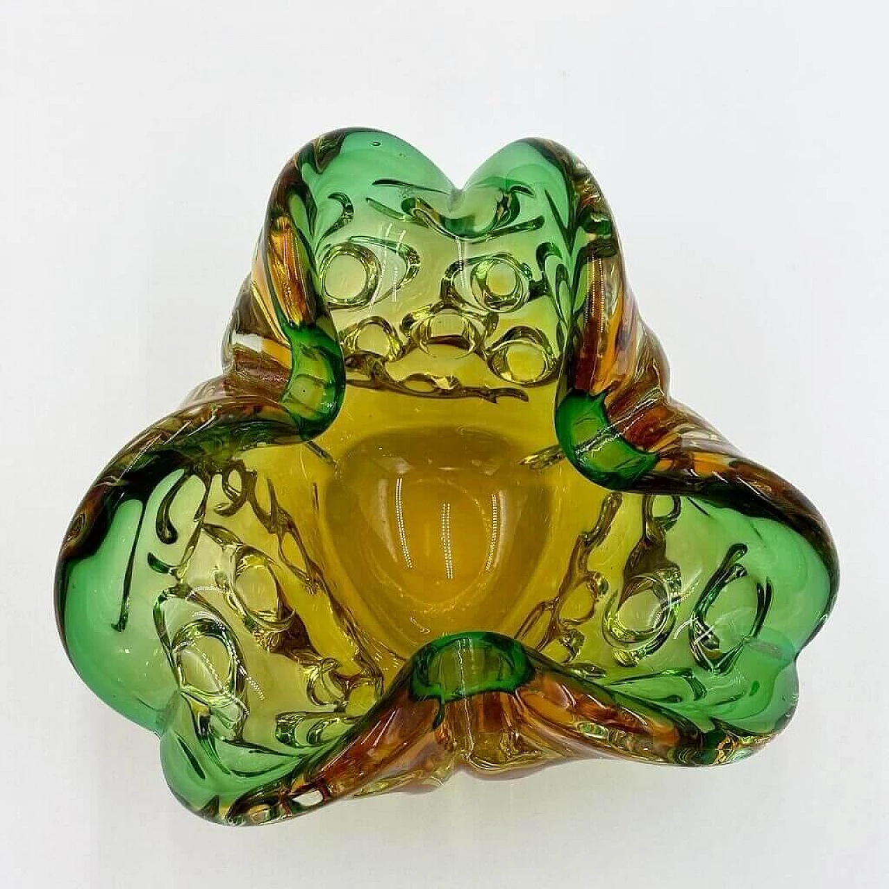 Submerged Murano glass clover ashtray, 1970s 1