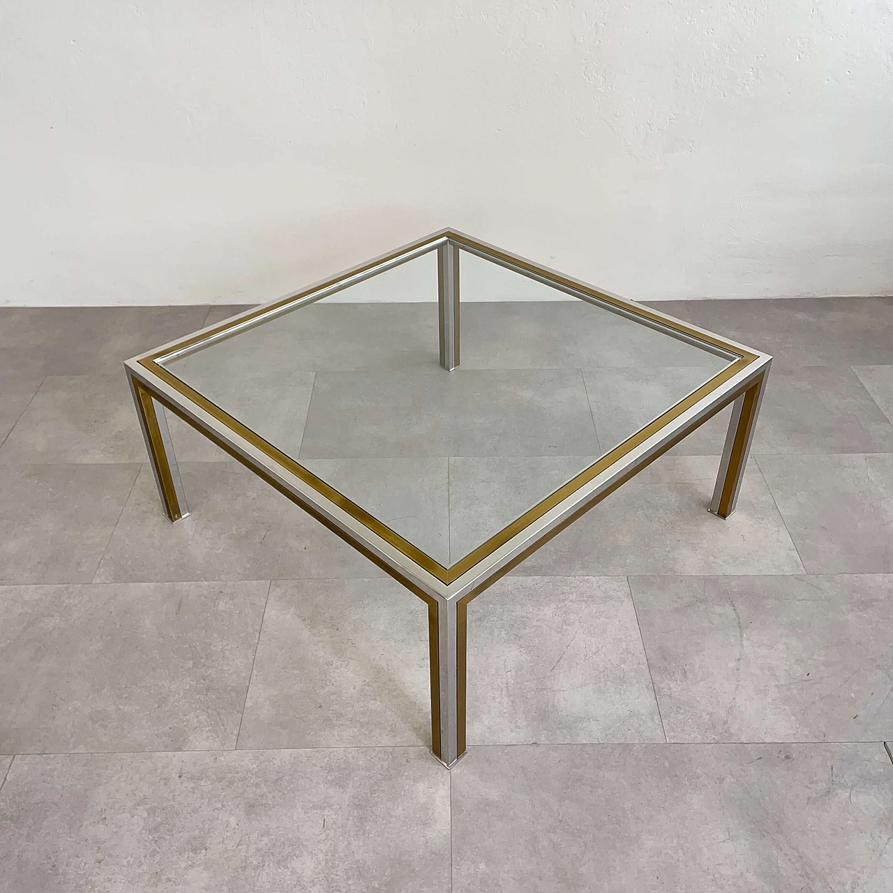 Brass coffee table in the style of Romeo Rega, 1970s 2