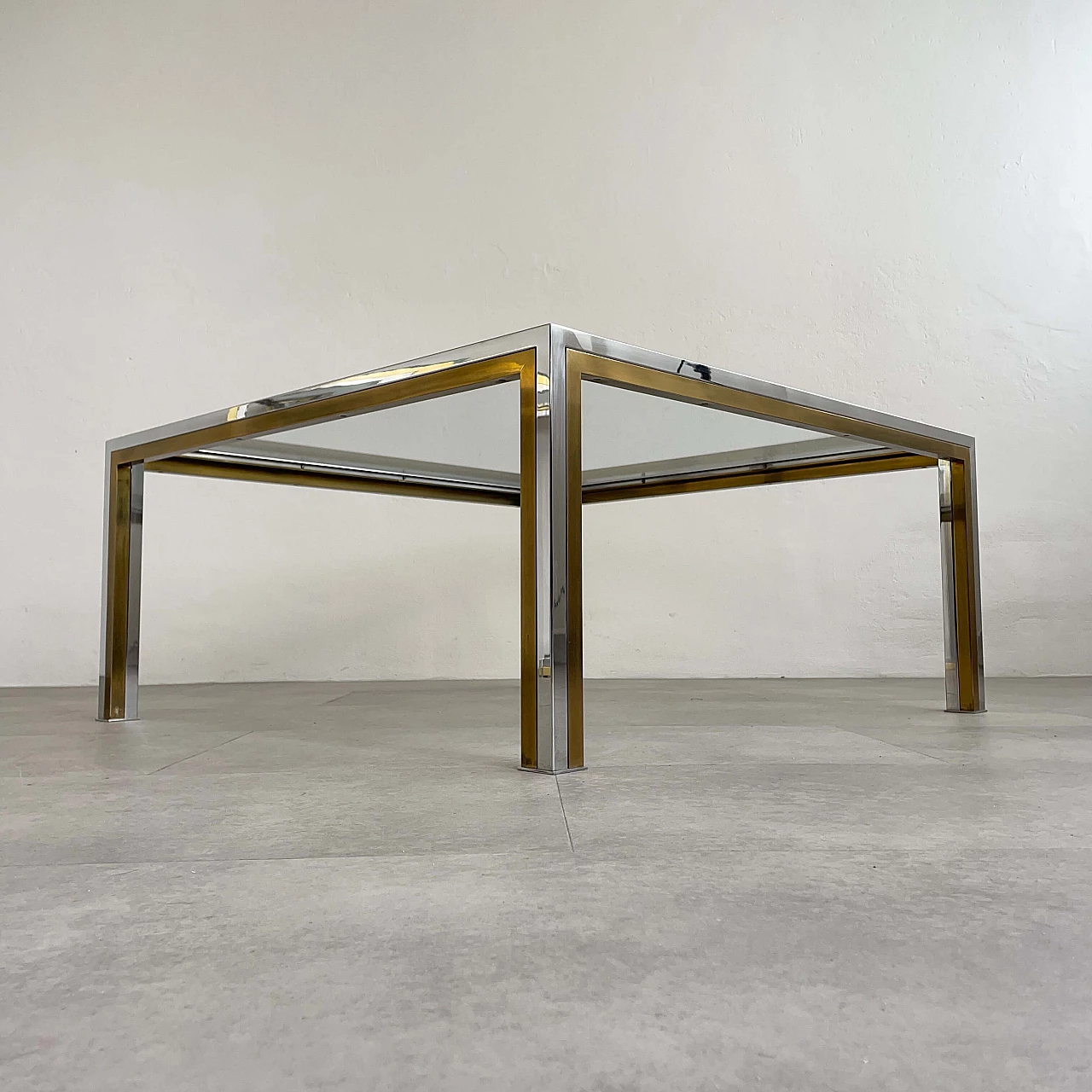 Brass coffee table in the style of Romeo Rega, 1970s 3