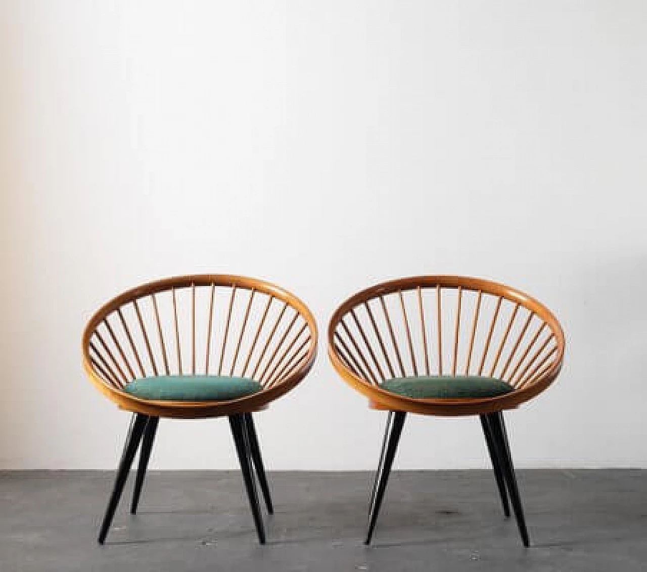 Pair of beech armchairs by Yngve Ekström, 1960s 1