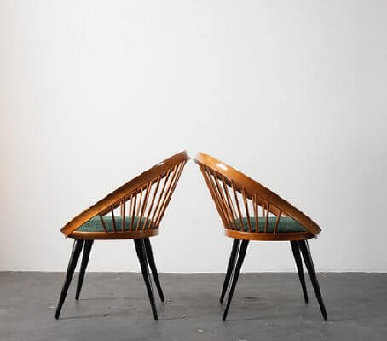 Pair of beech armchairs by Yngve Ekström, 1960s 5