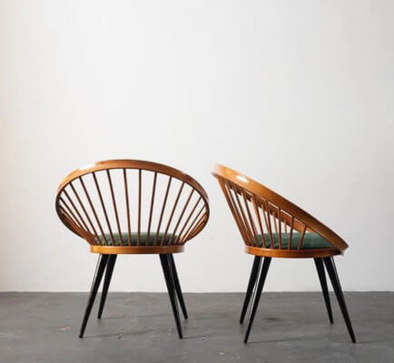 Pair of beech armchairs by Yngve Ekström, 1960s 6