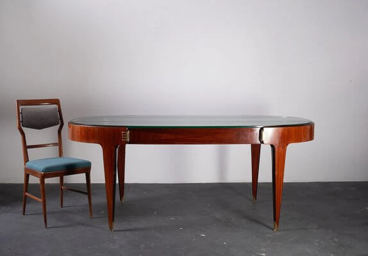 Rosewood dining table with glass top, 1950s 4