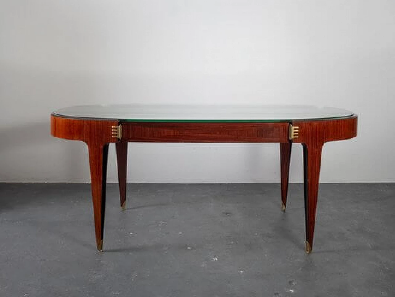 Rosewood dining table with glass top, 1950s 16