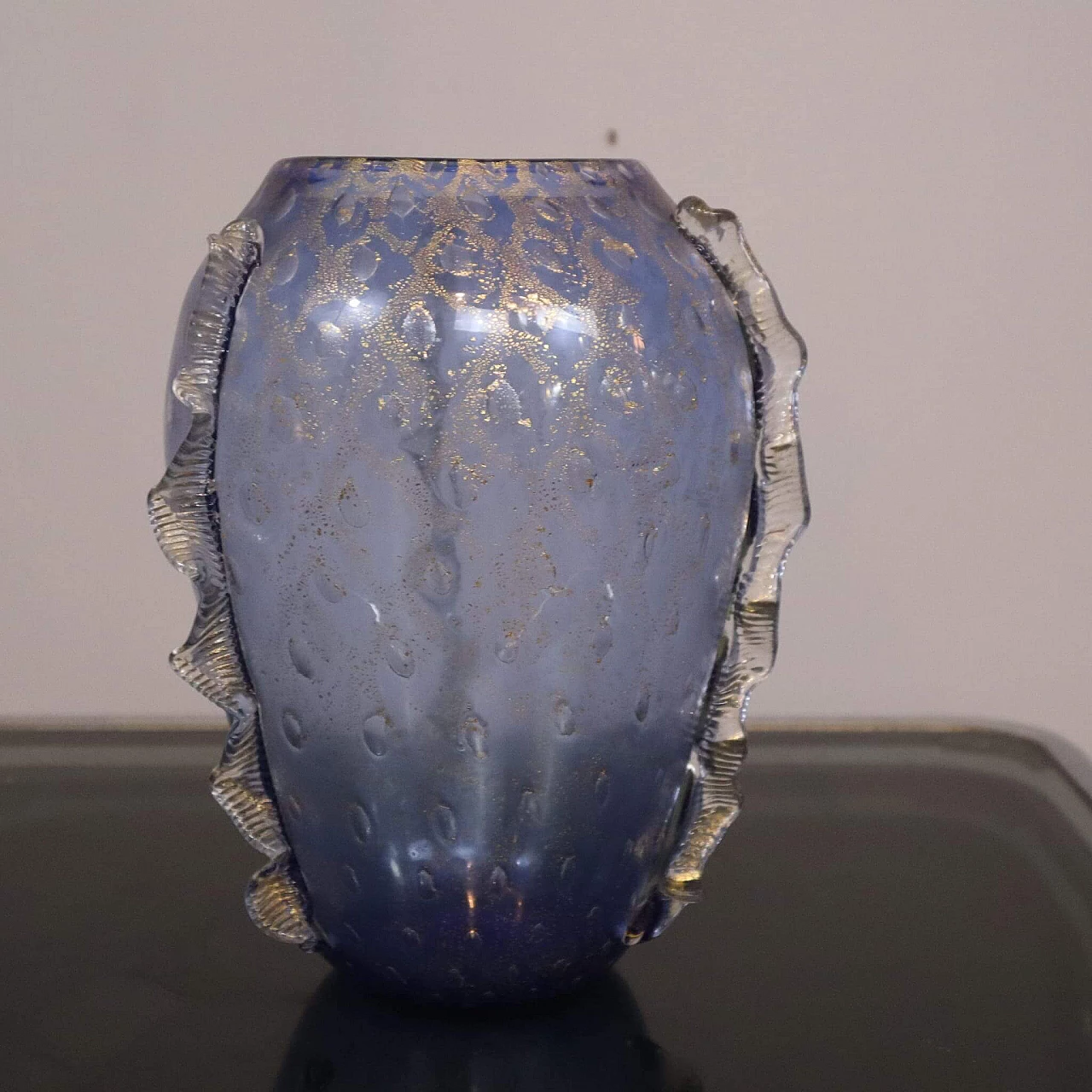 Blue and gold Murano glass vase, 1980s 3