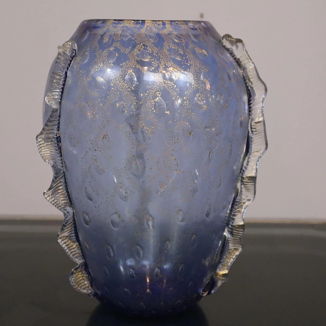 Blue and gold Murano glass vase, 1980s 4