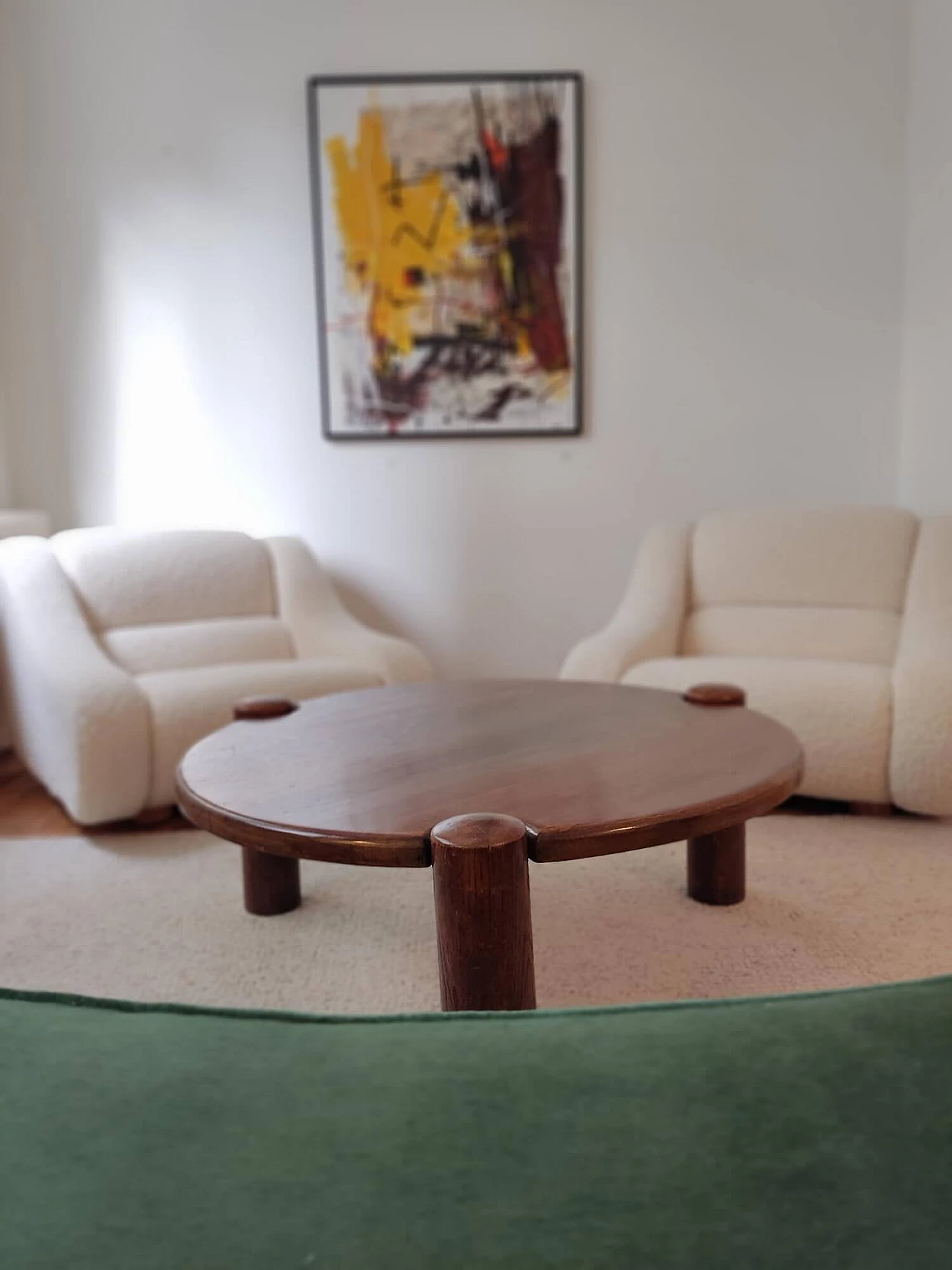 Round oak tripod coffee table, 1960s 7