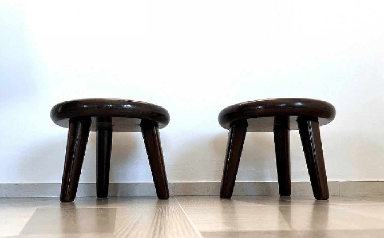 Pair of wood stools attributed to Vittorio Valabrega, 1940s 13