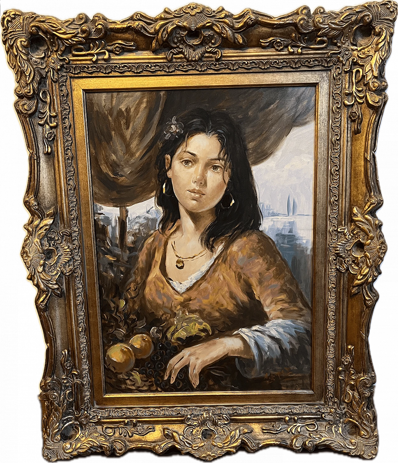 A. Lopez, The peasant woman, oil on canvas, 1940s 1