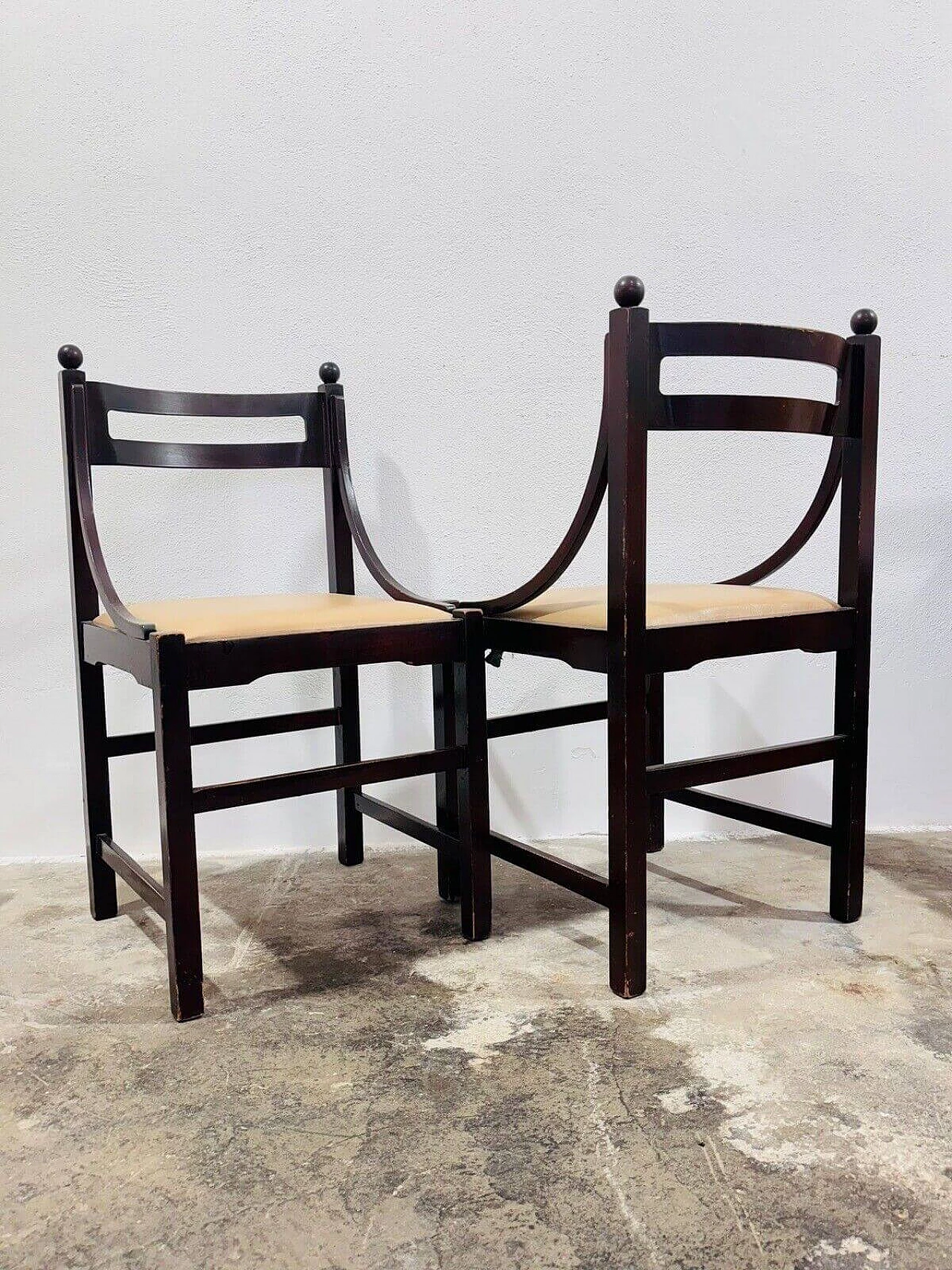 4 Wood chairs in the style of Ico Parisi for Cassina, 1960s 1