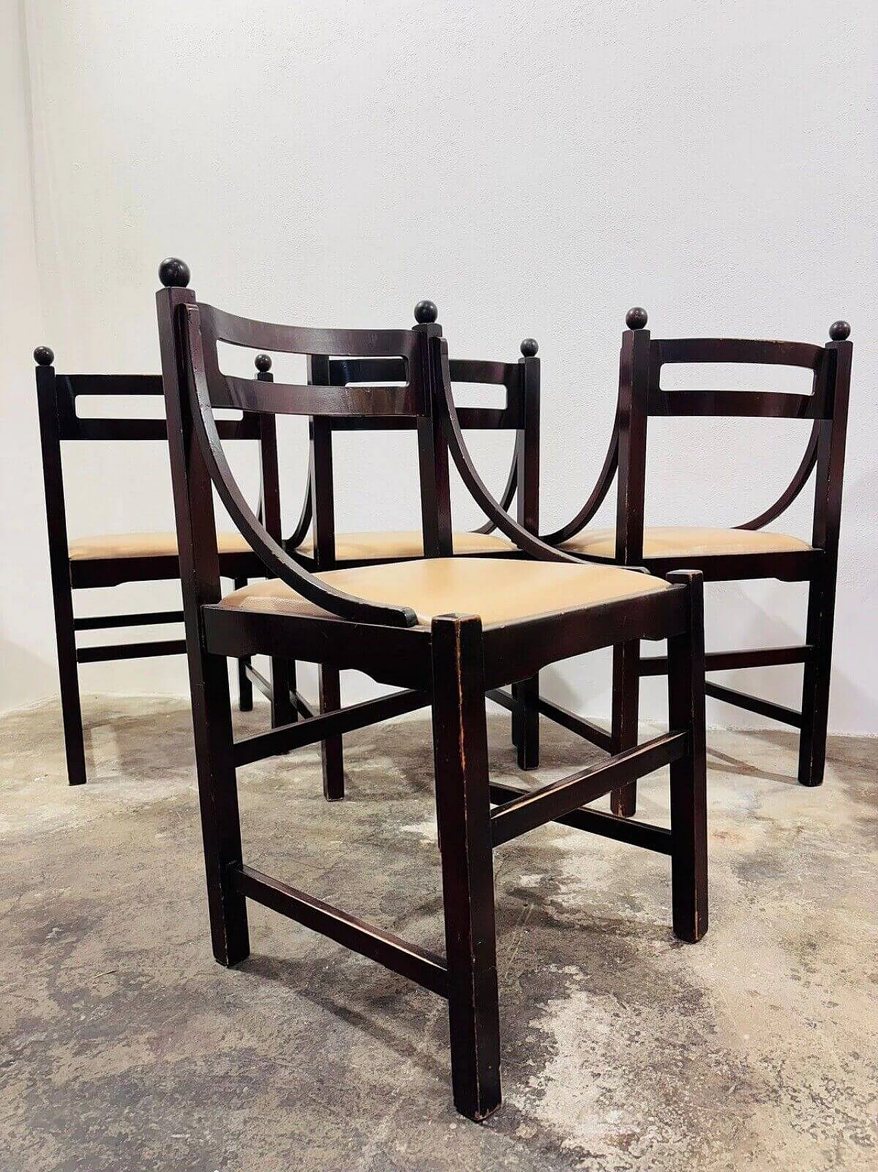 4 Wood chairs in the style of Ico Parisi for Cassina, 1960s 6