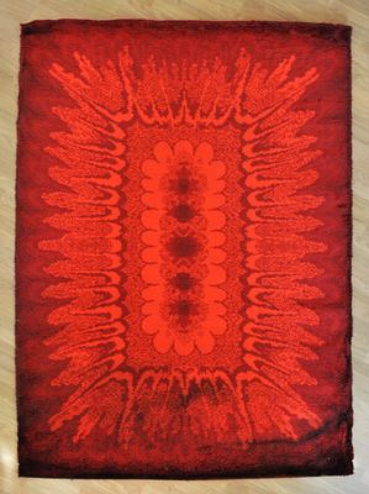 Tappeto rosso in lana, anni '70 1